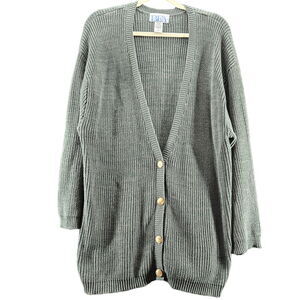 BFA Classics Womens Sweater Green Size 1X 100% Cotton Button Close Long Sleeve